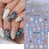 2 Sheets Summer Nail Art Stickers Decals 5D Embossed Ocean