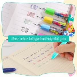 GMHLLES 16 Pack 4 Colour Pen 4-in-1 Cartoon Multicolor Ballpoint Pen 10CM (1.0mm,0.7mm) for Office School Supplies Students Children Gift