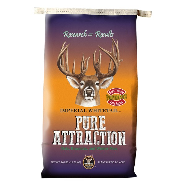 Whitetail Institute Pure Attraction Deer Food Plot Seed, Annual Blend of Oats, Brassicas and Winter Peas for Incredible Early and Late Season Deer Attraction