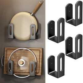 4 Stück Topfdeckelhalter, Deckelhalter Schneidebrett Halter,Topfdeckel Organizer für Schrank,Deckel Organizer Küche Kein Bohren Erforderlich,Inklusive 2 Tuben Klebstoff
