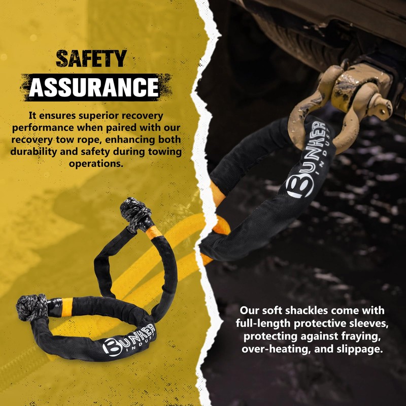 BUNKER INDUST 1.25"×20ft Kinetic Recovery Rope with 2 Soft Shackle