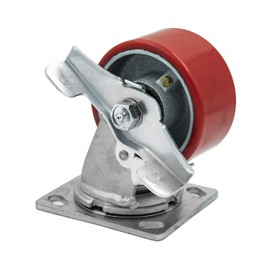 4"x2" Swivel Caster Heavy Duty Polyurethane Wheel on Steel Hub with Brake (2) and Rigid (2), Supports 700 lbs Each