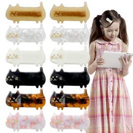 12 Pack Cat Hair Clips for Girls Thin Hair Cute Small Duckbill Clip Barrettes Birthday Party Hairpins Fashion Cat Hair Styling Accessories for Women Girls (6 Styles)