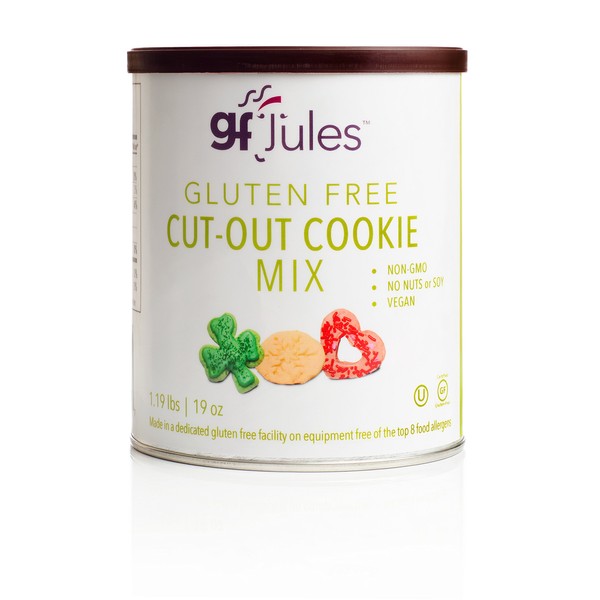 gfJules Certified Gluten Free Cut Out Cookie Baking Mix | No Grit, Non-GMO, Vegan, Kosher & Top 9 Allergen Free | Baking Alternative to Regular Cookie Mixes, Make 36 Sugar Cookies | 19 Ounces