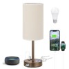 Fenmzee Touch Table Lamp - Beige, 3-Way Dimmable, USB A