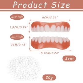 2 Pairs of False Teeth Veneers, Veneer Teeth, Cosmetic Tooth Cover, Fake, Temporary Dental Denture with Tooth Repair Beads Teeth Cosmetic Tooth Cover