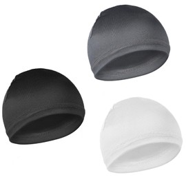 QfwdfcTrenz 3 Pcs Beanies Hats for Men Skull Cap Cooling Cap Lightweight Beanie Sweat Wicking Helmet Liner Breathable Cycling Running Hat Black