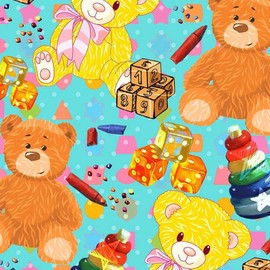 Texco Inc 100% Combed Cotton Printed Fabric by The Yard – Soft & Breathable | Perfect for Quilts, Clothing, Accessories, Blankets, Home Decor, Crafts & DIY, Yellow Baby Blue Red 5 Yards