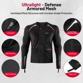 RSYSO Men's Mesh Motorcycle Jacket with CE Certified Protective Armored Motorcycle Shirt with Reflective Strips, All Season Motorcycle Riding Shirt for Motorcycle Bicycle Scooter Riding Gear