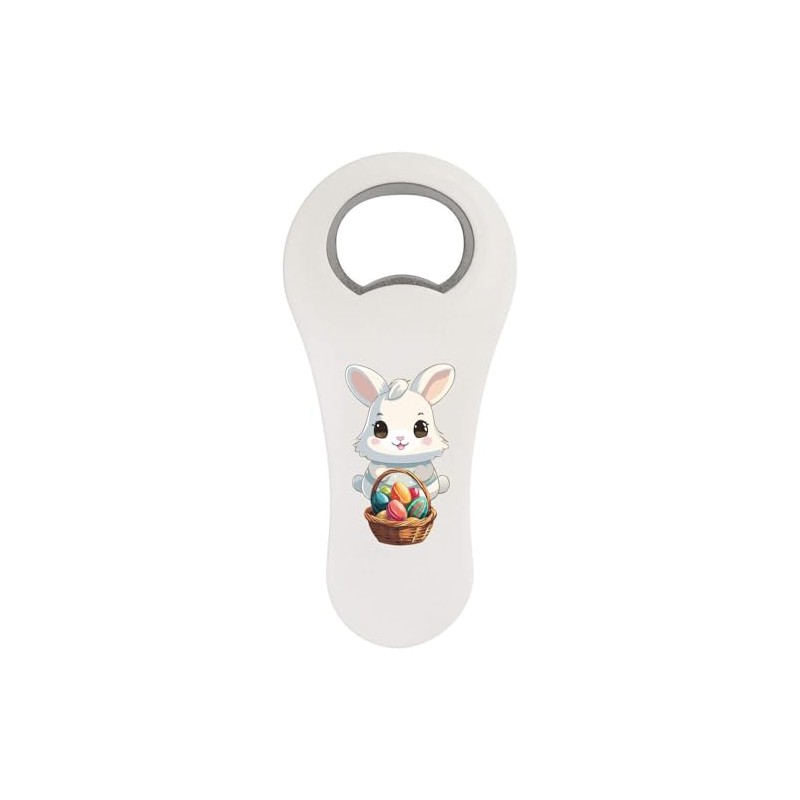 'Easter Bunny with Easter Basket Kawaii Style' Bottle Opener Fridge