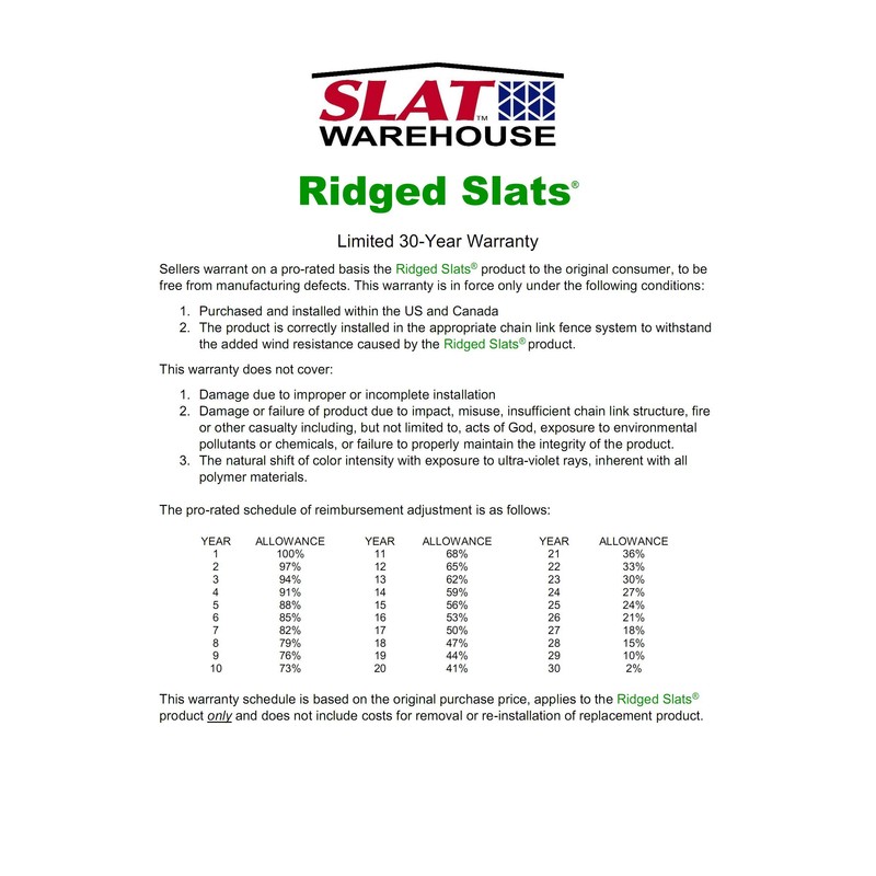 Ridged Slats - Single Wall Bottom Locking Privacy Slat for