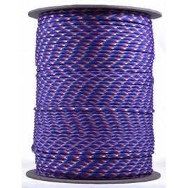 Bored Paracord - 1', 10', 25', 50', 100' Hanks & 250', 1000' Spools of Parachute 550 Cord Type III 7 Strand Paracord Well Over 300 Colors - Red White Blue 6869-50 Feet