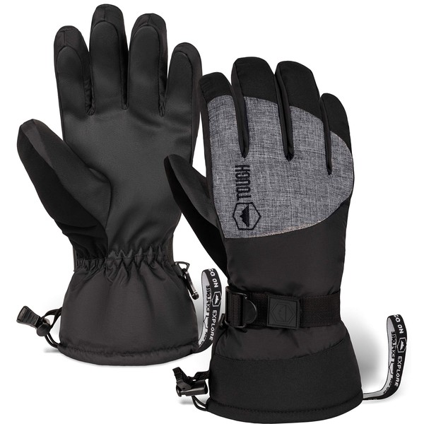 Ski & Snow Gloves - Waterproof Winter Snowboard Gloves for Skiing, Snowboarding fits Men & Women - Windproof Cold Weather Gloves w/ Wrist Leashes, Thermal Insulation & Synthetic Leather Palm