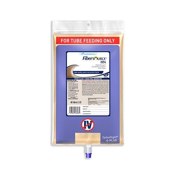 Fibersource HN 1000 mL Bag Ready to Hang Unflavored Adult, 10043900185887 - Case of 6