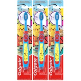 Colgate Pokémon Toothbrush with Suction Cup, for Chiildren 5+ Years Old, Extra Soft (Colors & Characters Vary) - Pack of 3