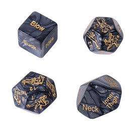 4 in 1 Glow-in-the-Dark Dice Set, Marbled Engraved Dice, Multiple Positions Available-B140 (black)