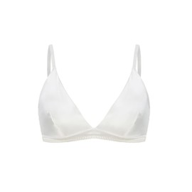 SilRiver Women's Silk Soft Cup Wireless Bra Bralette Top with Smooth Satin (White,Large)