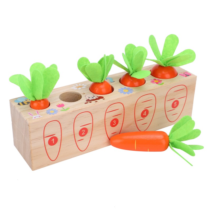 Wooden Pull Carrot Game Number Fine Motor Skill Toy Matching