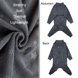 Dog Coats Autumn Winter Jumpsuit for Large Medium Dogs, Warmer Recovery Suit Polar Fleece Dog Bodysuit Lightweight Pajamas Pullover Stretchy Onesie Four-Legged Cold Weather Clothes(2XL, Grey)