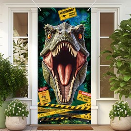 Dinosaur Birthday Banner Dino Door Banner Porch Sign for Boys Girls Dinosaur Birthday Party Backdrop Hanging Jungle Safrai Baby Shower Party Supplies Favors 72.8 x 35.4 in