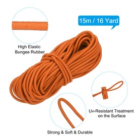 PATIKIL 15 Metres Elastic Band with 10 Pieces Cord Locks Single Hole & 10 Pieces Cord Clamp 2 Holes Elastic Rubber Cord 3 mm Elastic Rubber Cord for Drawstring Backpack Orange