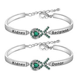 HOLLP Donor Jewelry Transplant Gift Kidney Donor Kidney Recipient Set of Necklace for Donor, Kidney-bracelet, 22+5 cm(8.5+2inch)