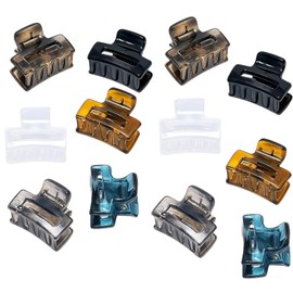 12 Pcs Small Hair Clips, Square Hair Barrettes with Strong Hold, Non-Slip Grip for Daily Styling, Small Claw Hair Clips for Women and Girls,Cooking, Makeup and Special Occasion