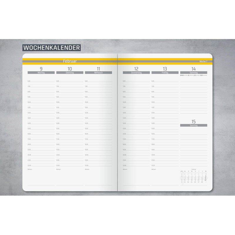 Sigel L2604 Weekly Planner 2026 A5, Hard Cover, Light Grey/Yellow,