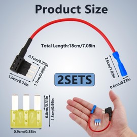 Jawfait Micro 3 Fuse Tap, Add a Circuit Adapters, Expandable Blade Style 12V Fuse Holders for Underglow Lights, Interior LEDs & Car Accessories (2 Pack (20A))