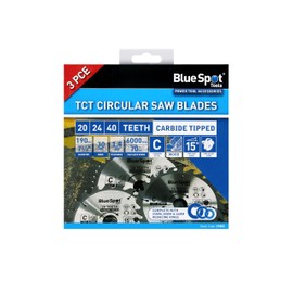 Blue Spot Tools 19402 3 PCE 190MM X 30MM TCT Circular Saw Blade (20,24 & 40 Teeth)
