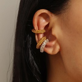 Ear Cuffs for Women Non Piercing Trendy Ear Cuff Earrings,Hypoallergenic Gold Rhinestone Ear Clip Earrings for Women (Yellow)