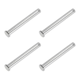 PATIKIL 10 x 90 Mm Single Hole Clevis Pins, 4 Pcs 304 Stainless Steel Flat Head Pin for Hitch Pin Lock Link Hinge Systems, Silver