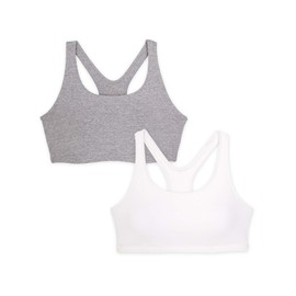 LEADING LADY The Serena - Wirefree Sport Full Figure Bra - White & Grey Combo