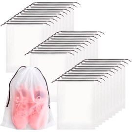 100 Pcs Translucent Shoes Bags for Travel,Large Clear Shoe Organizers,Drawstring Storage Bags with Rope for Men and Women (11.8 x 15.7 Inches)