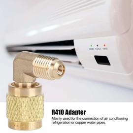 GLOGLOW Air Conditioning Adapter, R410 Male Thread 1/4 to Female Thread 5/16 90° Adapter Connector Cooler AirConditioner Accessories