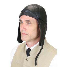 Historical Emporium Men's Leather Aviator Helmet M Black