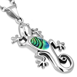 My Daily Styles Gecko Lizard Shaped Design Sterling Silver Pendant Unique Adjustable Silver Chain 16-18 Inches