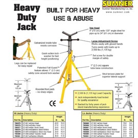 Sumner Manufacturing 780385 ST-901 Lo Heavy Duty Jack, Vee Head, 21" to 36" Adjustable Height, 2,500 lb. Capacity