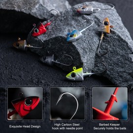 Goture Swimbait Jig Heads,Colored Lead Jig Head Hooks for Freshwater Saltwater Fishing,Painted Fishing Jig Hooks for Trout Bass Walleye Crappie Fishing,7pcs 1/4oz Jig Heads 5 Colors with Tackle Box