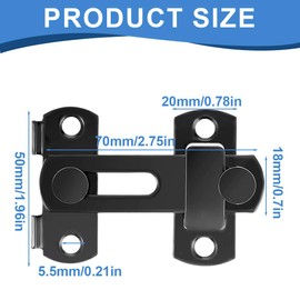 DWFEYOI Pack of 2 Stainless Steel Deadbolt Lock Black Flip Latch with Fixed Screw Gate Bolt Lock Sliding Bolt for Home Yard Garden Barn Door, Sliding Lock Door Bolt