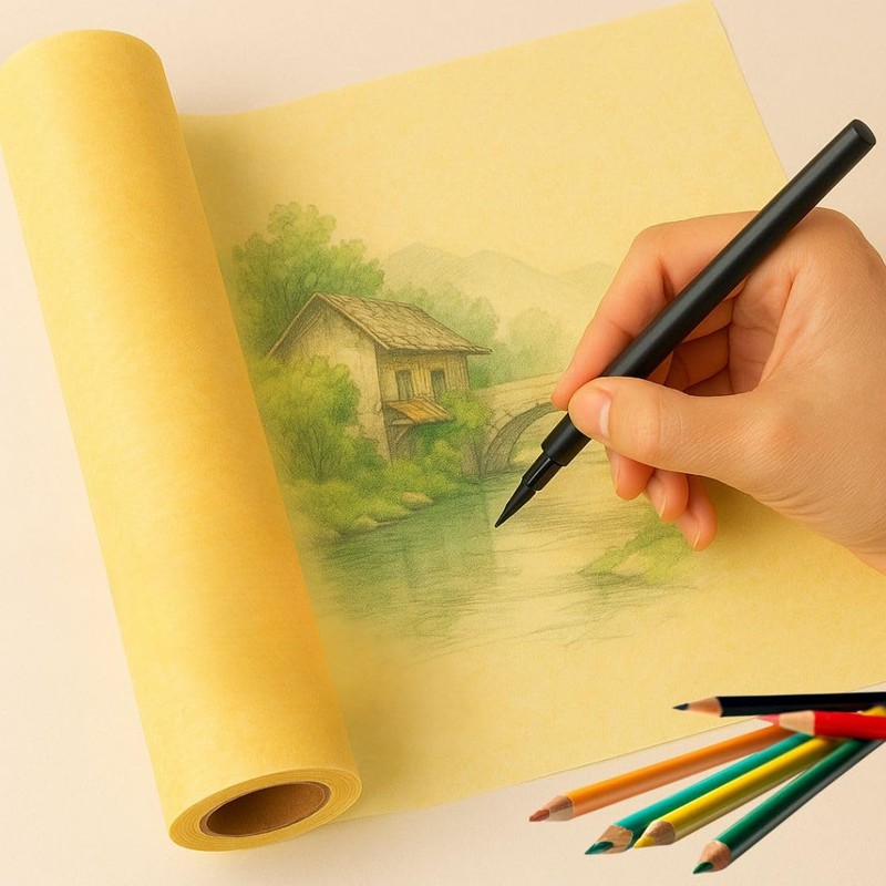 cobalt planet Tracing Paper Roll Translucent Matte (Yellow, Width 31.2