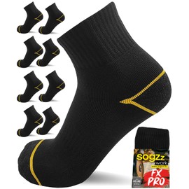 Work FX Pro Half Height Work Socks Short 85% Cotton with Short Shaft Quarter Men Women Men Short Work Socks for Work Shoes Half Height Robust Black 35-38, 39-42, 43-46, 47-50, 4 pairs, 43 - 46