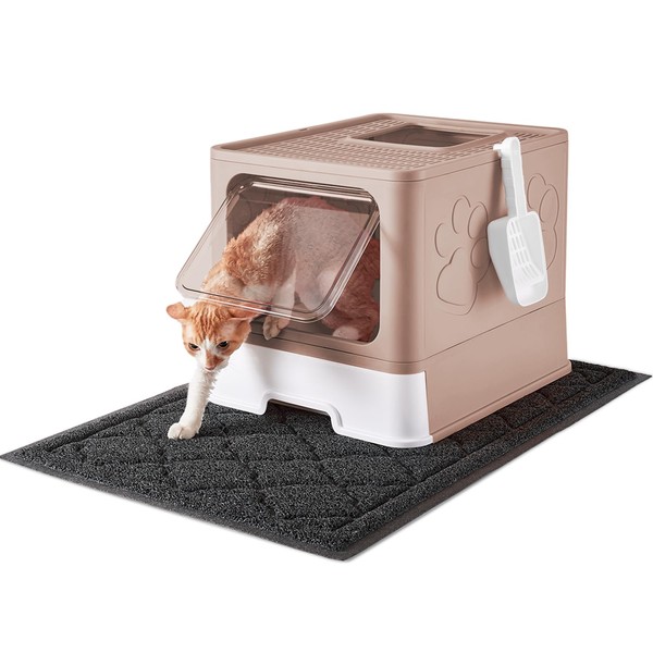 Medario Cat Litter Box with X-Large Cat Litter Mat and