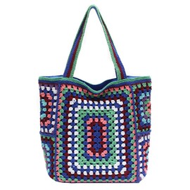 Knitted Shouder Bags for Women Crochet Handbag Colorful Summer Totes Oversized Woven Top Handle Purse