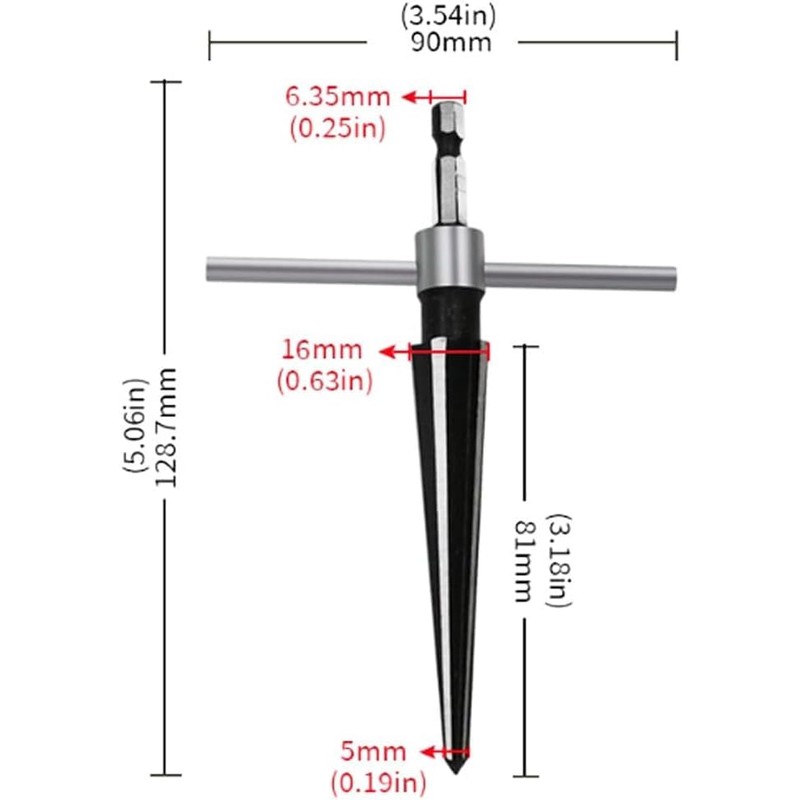 JUTOSU Engineer Taper Reamer, Hexagonal Shank, Drilling Range: 0.2 -