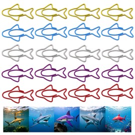 Upquzzfy 30 Pcs Multicolor Shark Shaped Paper Clips Set - Cute and Fun Bookmark, File Organization, and Page Marker Clips for Office School, Ocean-Themed Party Invitation, Beach Decor