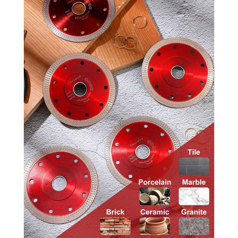 Therwen 20 PCS Diamond Saw Blade 4-1/2 inch Thin Tile
