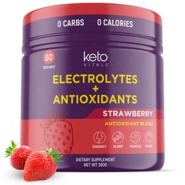 Keto Vitals Polvo de electrolitos  Electrolitos aptos para Keto con potasio, magnesio, sodio y calcio  Mezcla de bebida energética suplemento de...   