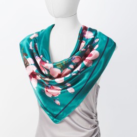 QIUTIMIY 35"x35" Like Silk Head Scarf for Women Satin Feel Large Square Scarf for Hair Wrapping and Sleeping Fashion Bandana((90cm) Square Scarf 12)