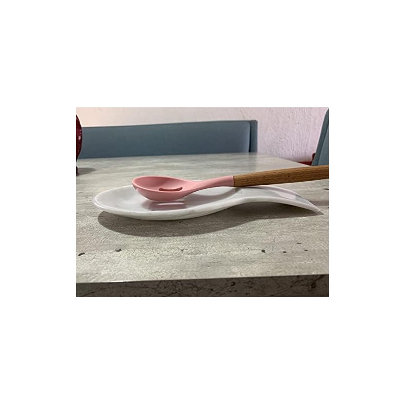 Posacucharas, Soporte para cucharas de cocina de Mármol natural, Blanco